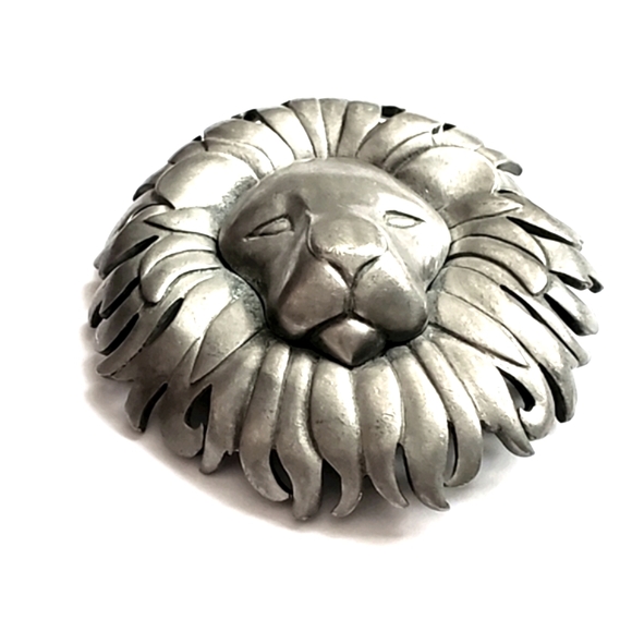 Vtg 3" Hattie Carnegie Lion Head Brooch - Picture 2 of 4